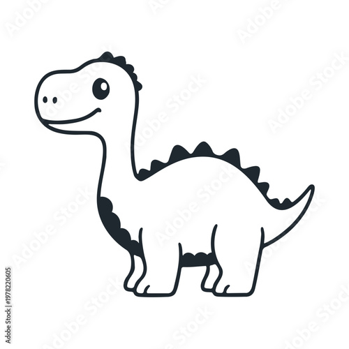 A cute cartoon dinosaur illustration with a happy face and spiky back