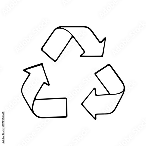 A minimalist vector graphic of a recycling symbol in a simple line art style