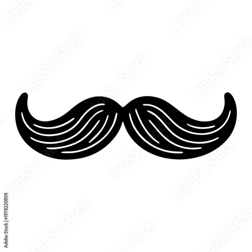 A minimalist vector graphic of a stylized mustache icon with a flat design