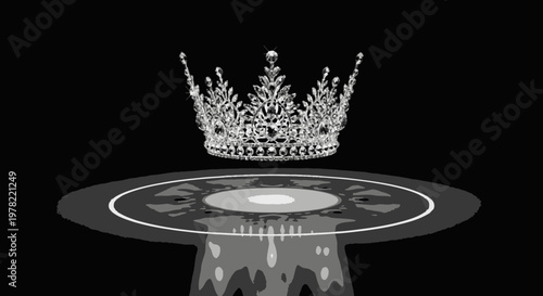 Royal Crown Display on Pedestal, Elegant Symbol of Power and Authority