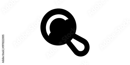Minimalist black solid magnifying glass icon for search and discovery concepts isolated on white background for web and application interface design with magnifying discovery isolated