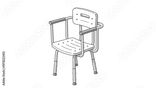 Specialized waterproof medical shower chair with armrests and backrest designed for elderly or disabled person safety.