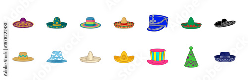 Mexican Sombrero Vector Asset Grid