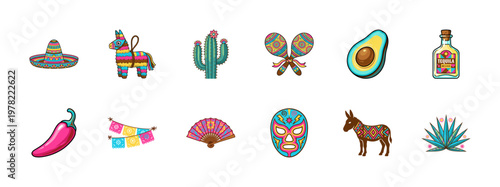 Mexican Fiesta Culture Design Elements.