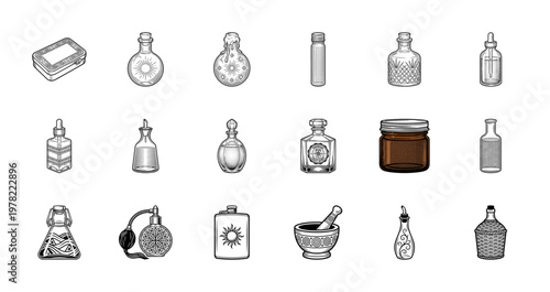 Vintage Apothecary Bottle Vector Set