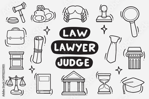 set of law doodle good for background, wallpaper, element design, icon, etc
