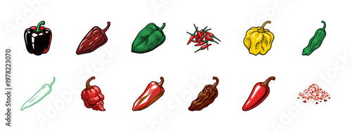 Hot Chili Pepper Variety Asset Grid
