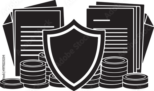 Financial Security and Protection with Shield and Coins Icon