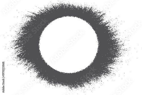 Gray circular splatter frame on white