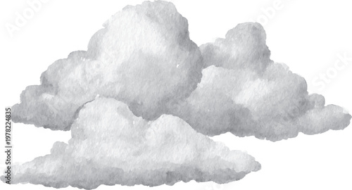 Watercolor clouds gray and white