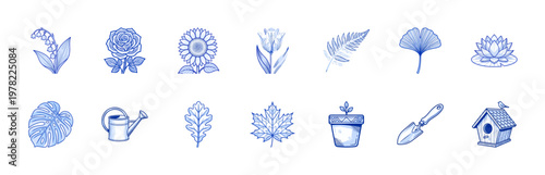 Blue Botanical Garden Vector Assets
