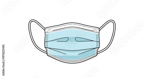 Protective blue medical face mask illustration for surgical or daily use to prevent the spread of infections.