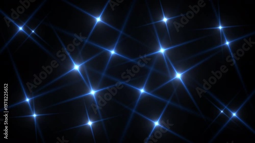 Blue Neon Star Grid on Dark Background.