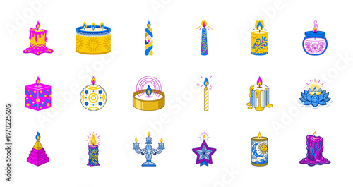 Festive Folk Art Decorative Candle Set