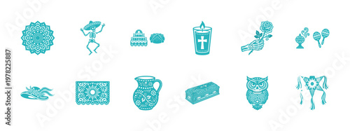 Mexican Day of the Dead Folk Art Elements