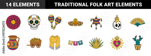 Calavera Sugar Skull and Mexican Folk Art Kit