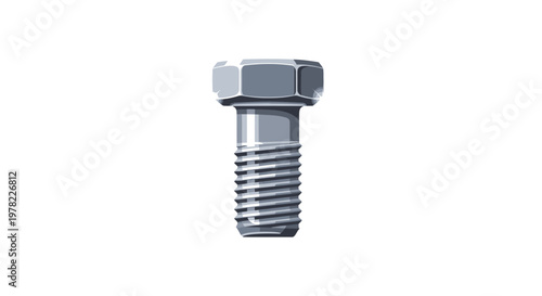 Silver Hex Bolt Fastener, Industrial Hardware Component