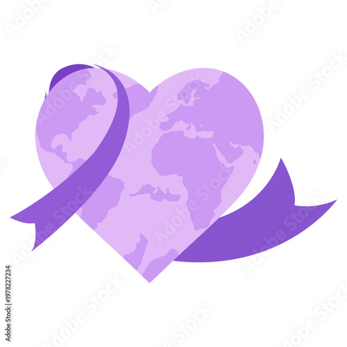 Global Purple Awareness Heart Ribbon