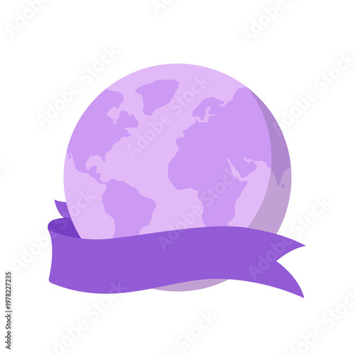 Purple Globe Icon with Ribbon Banner