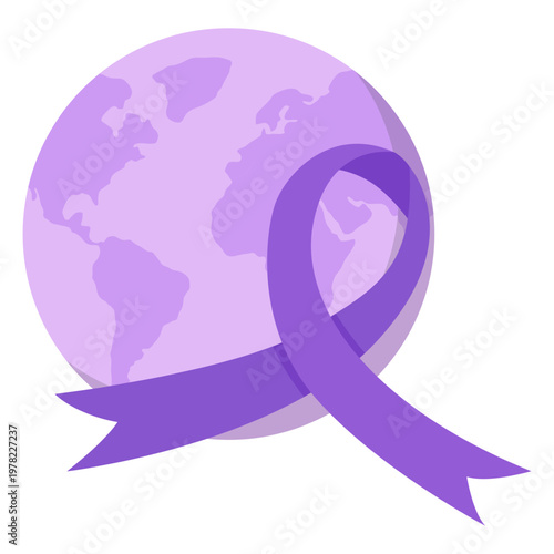 Purple Awareness Ribbon World Globe
