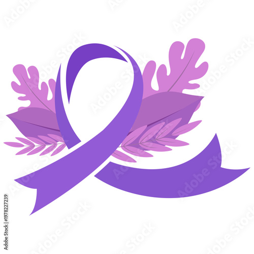 Purple Awareness Ribbon Floral Art