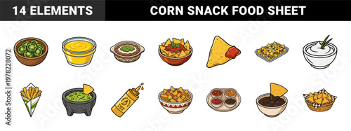 Mexican Tortilla Chip and Dip Asset Sheet