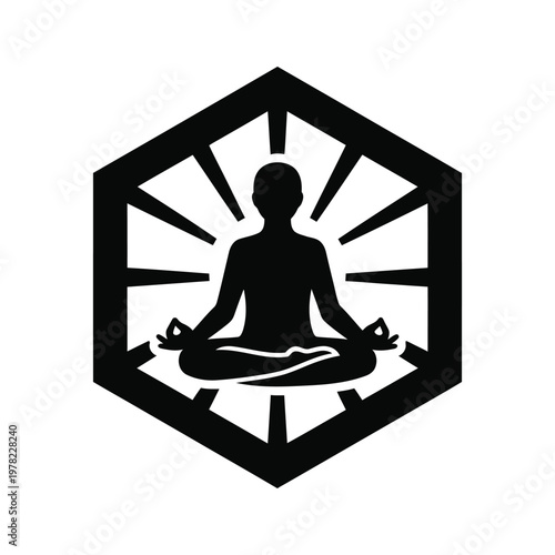 Yoga Silhouette Hexagon Meditation Symbol Commercial