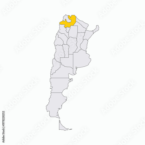 Argentina Map With Highlighted Salta Province
