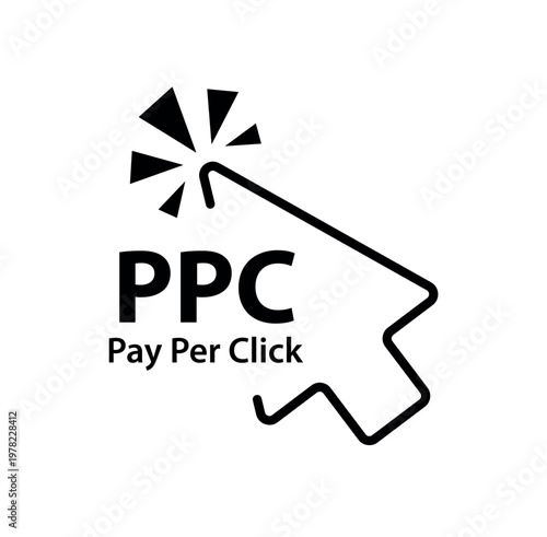 pay per click sign on white background