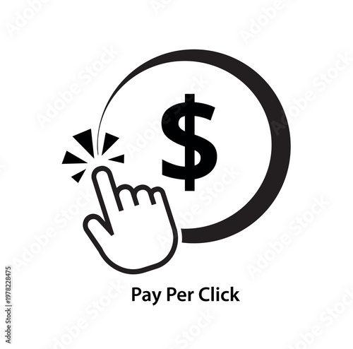 pay per click sign on white background