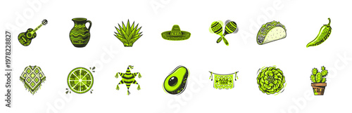 Festive Mexican Culture Vector Element Sheet