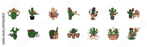 Musical Desert Cactus Character Asset Sheet