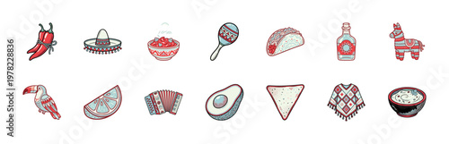 Mexican Folklore and Food Vector Set