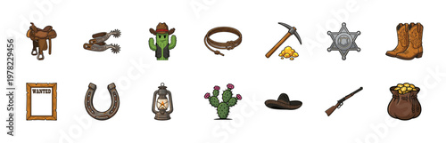 Wild West Frontier Mascot Graphic Set