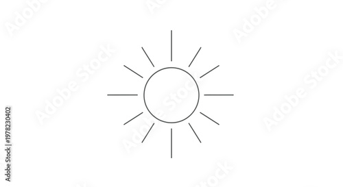 Simple line drawing of a sun with radiating lines on a white background