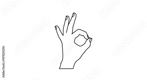 Line drawing of a hand making the ok gesture with thumb and forefinger