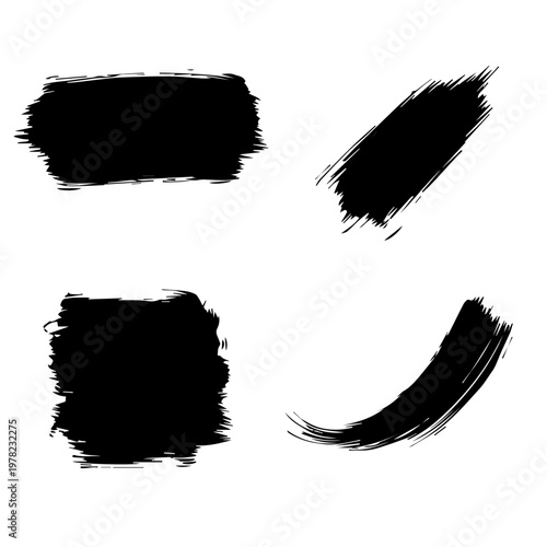 High-Detail Ink Smear Vector Pack: Realistic Bristle Texture and Rough Paint Edges