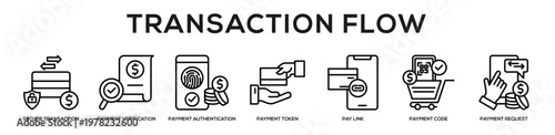 Transaction Flow web banner icon illustration concept