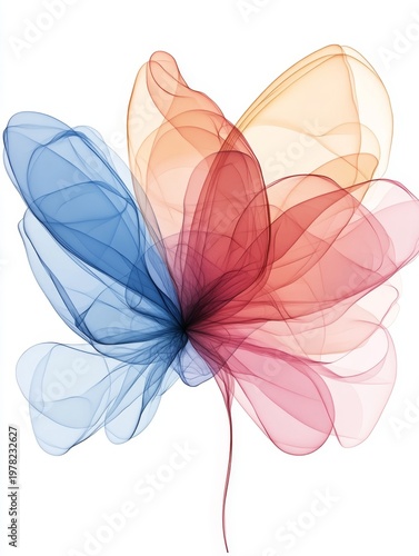 Abstract Flower Design with Colorful Flowing Shapes and Textures