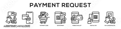Payment Request web banner icon illustration concept
