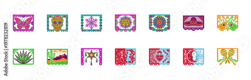 Mexican Papel Picado Festive Banner Asset Sheet