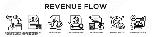 Revenue Flow web banner icon illustration concept