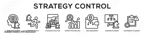 Strategy Control web banner icon illustration concept