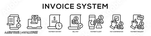 Invoice System web banner icon illustration concept