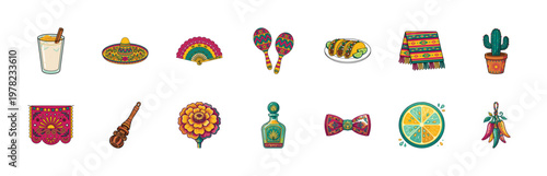 Mexican Folklore Celebration Graphic Set