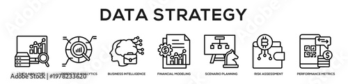 Data Strategy web banner icon illustration concept