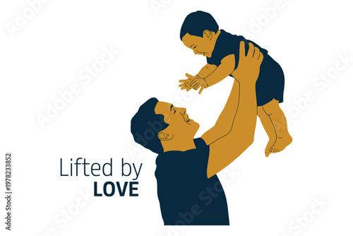 Heartwarming fathers day illustration a father lifting his child with love
