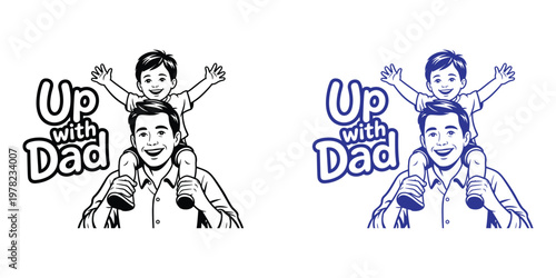 Celebrating fathers day heartwarming 'up with dad' illustration for family bonding