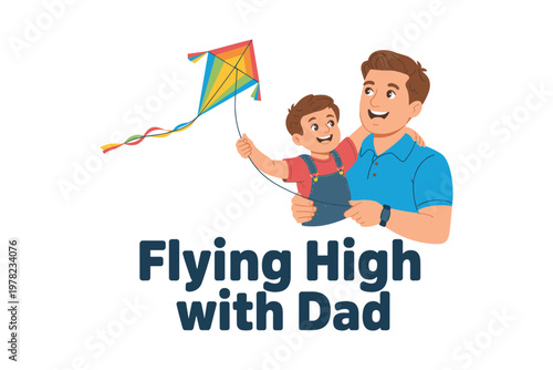 Celebrating fathers day a heartwarming scene of dad and son flying a kite