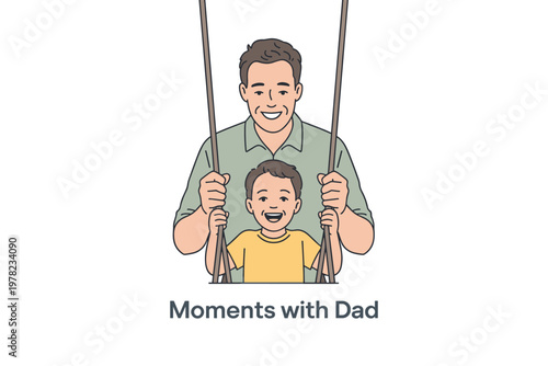 Heartwarming fathers day illustration dad and son swinging together in joyful moment